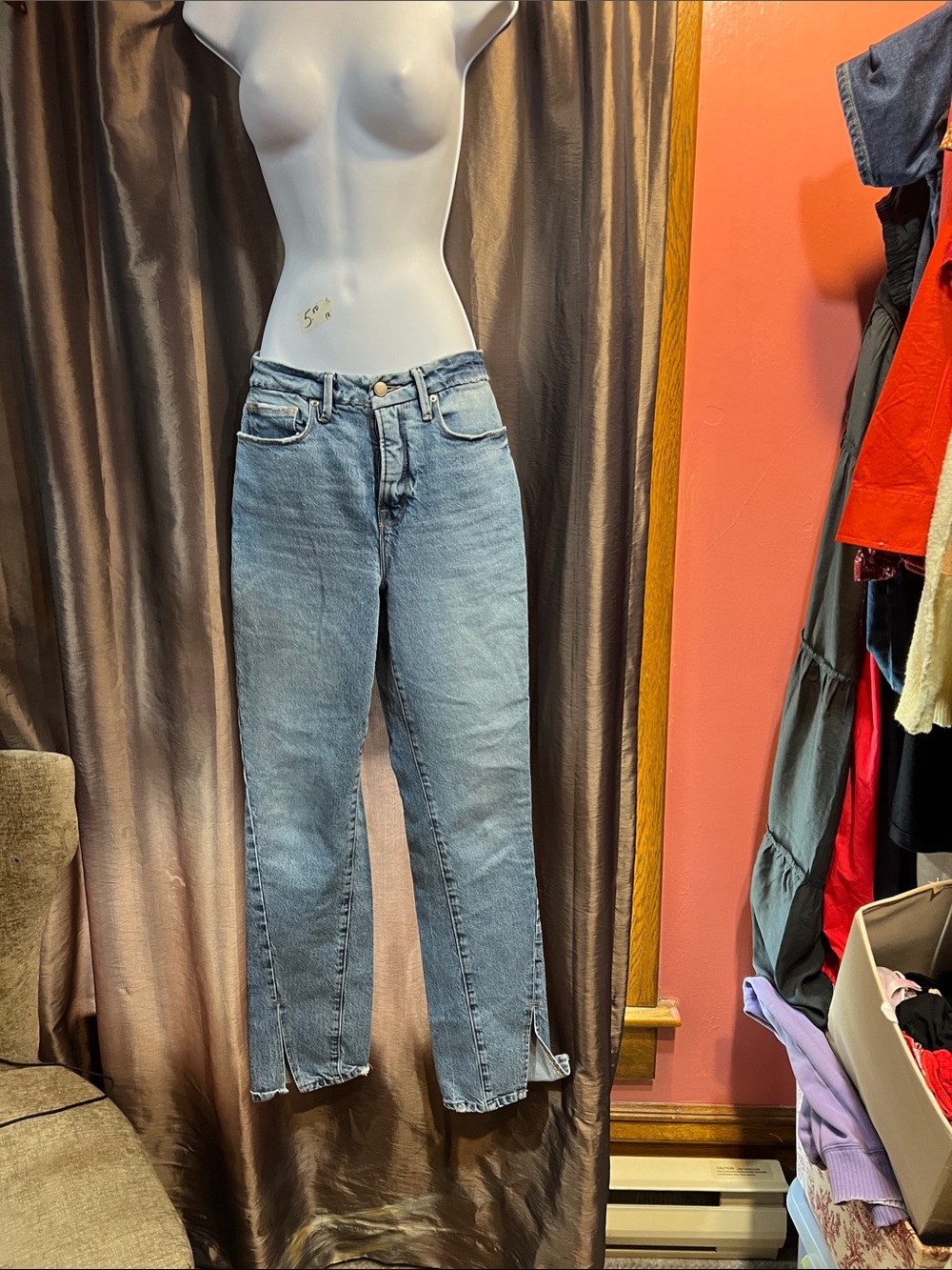 Good American Light Blue Straight Leg Jeans